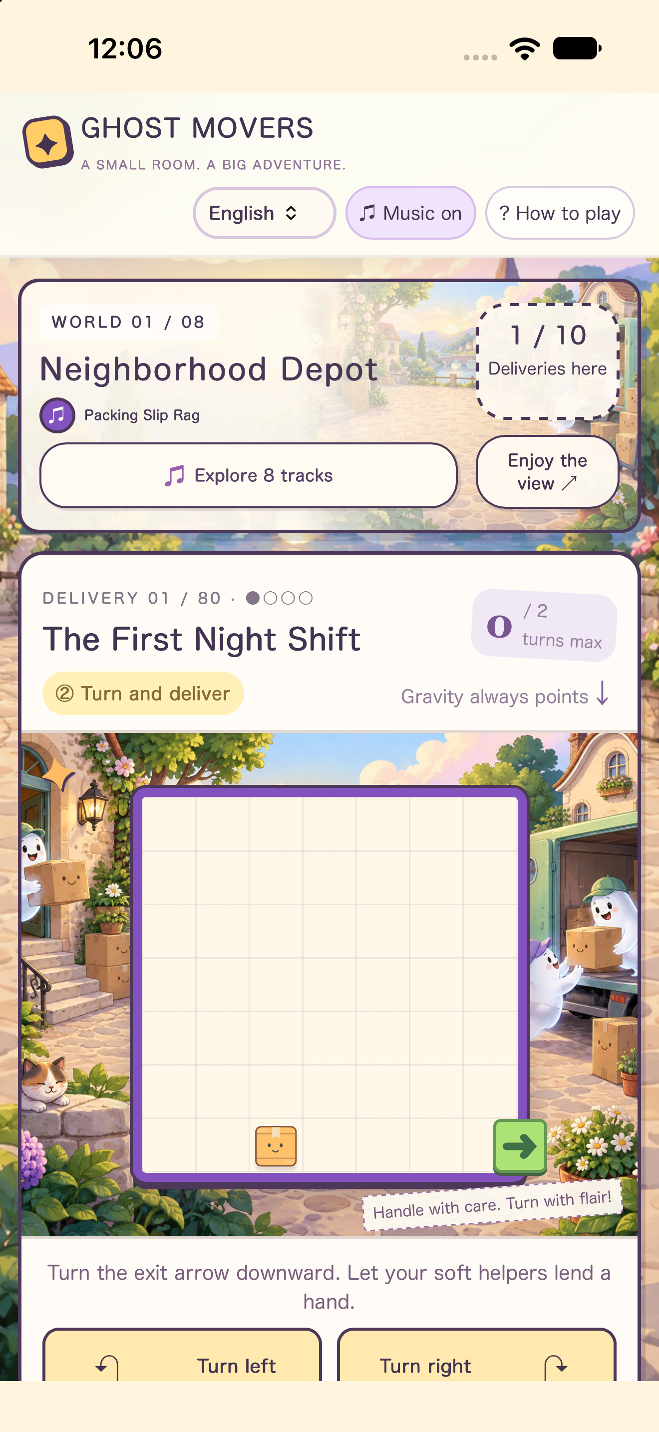 Actual gameplay: rotating a room to deliver cargo